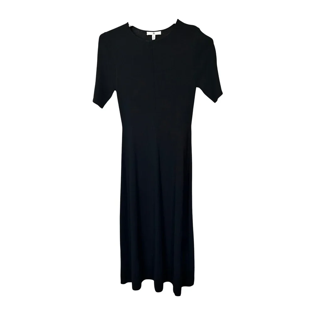 NWT Banana Republic Black Knit Midi Dress Size Small Classic LBD Holiday Party‎ - Picture 2 of 8